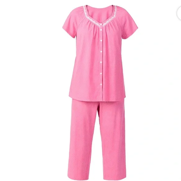 Pink Button-Up Pajama Set - Picture 1 of 13